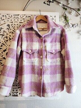 R.G. KANE PLAID PINK FRONT BUTTON LONG SLEEVE SHIRT WOMENS SIZE SMALL